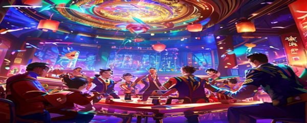 开元棋牌夏季全国斗地主邀请赛宣传图，赛事大厅灯光璀璨，选手全神贯注竞技，紧张刺激的赛事氛围